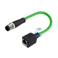 RFcoms M12 4PIN 4P D Code Male Plug to RJ45 Female Ethernet Cable Prfinet Cat5E  Sensor Connector Cable Waterproof Circle Adapters Cable -1M 2M 3M 5M 8M 10M